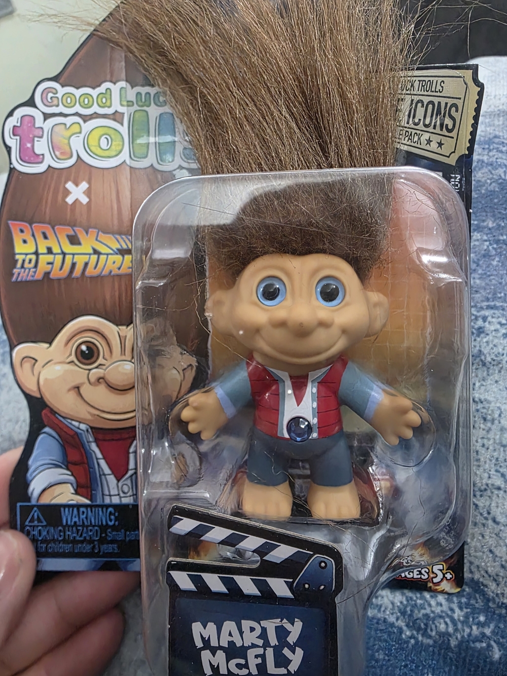 Trolls Marty McFly Troll Figure with Brown Hair, Red Vest, Blue Shirt